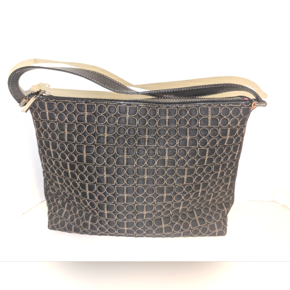 Kate Spade Black Signature Noel‎ Logo Purse Pink Suede Interior